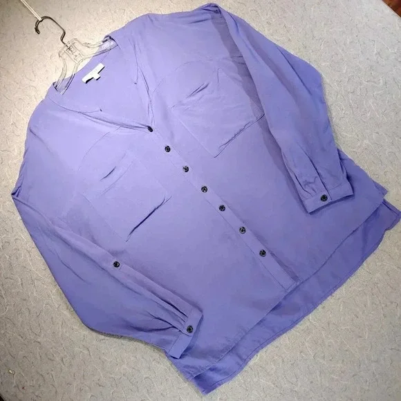 My  Style Women's Purple Long Adjustable Sleeve Button Down Size XL - Picture 11 of 13